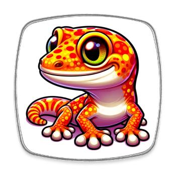 Gecko - Viereckiger Kühlschrankmagnet - Weiß - Vorne