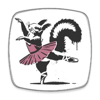Charmante écureuil en robe de ballet rose - Magnet carré - blanc - Devant