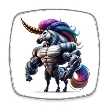 Super licorne - Magnet carré - blanc - Devant