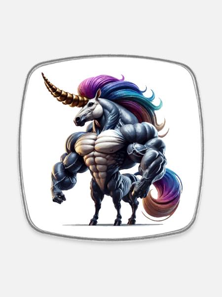 Super Unicorn - Square fridge magnet - white