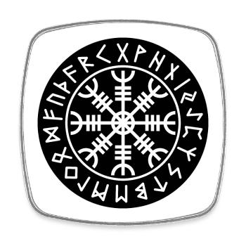 Helm of Awe Techno Runes - Rave Clothing - Square fridge magnet - white - Front