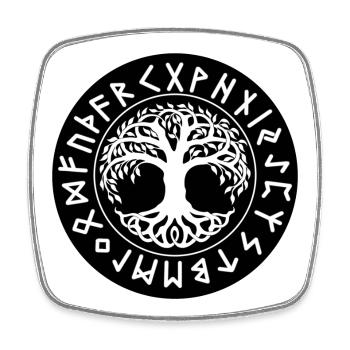 Yggdrasil Techno Block Runes - Rave Clothing - Square fridge magnet - white - Front