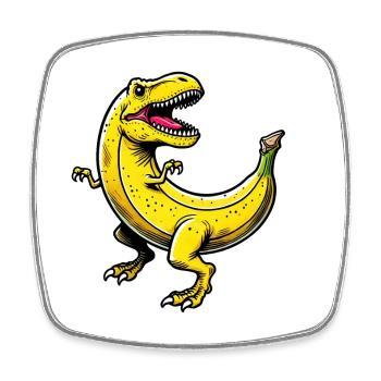 Bananasaurus – Funny Banana Raptor - Square fridge magnet - white - Front