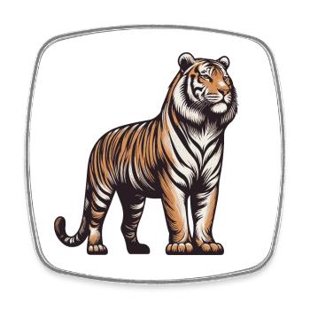 Tiger - Viereckiger Kühlschrankmagnet - Weiß - Vorne