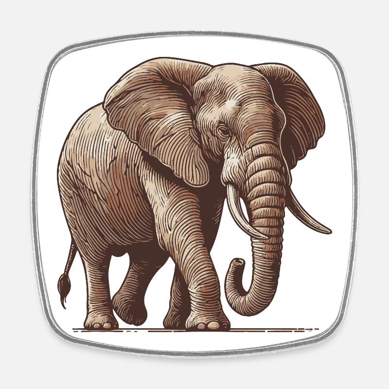 Elefant - Viereckiger Kühlschrankmagnet - Weiß