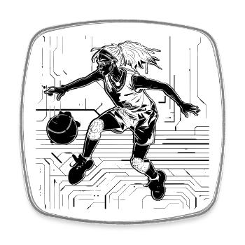Basketteuse - Magnet carré - blanc - Devant