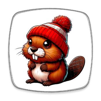 Beaver - Square fridge magnet - white - Front