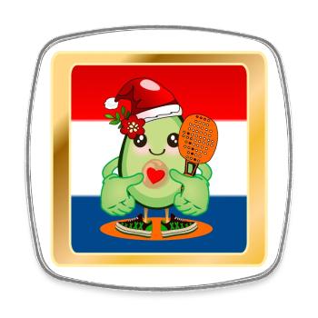 Christmas Avocado Padel Tennis Netherlands - Square fridge magnet - white - Front