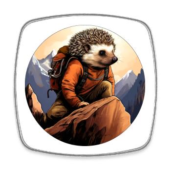 Igel Bergsteiger / Wandern Igel - Viereckiger Kühlschrankmagnet - Weiß - Vorne
