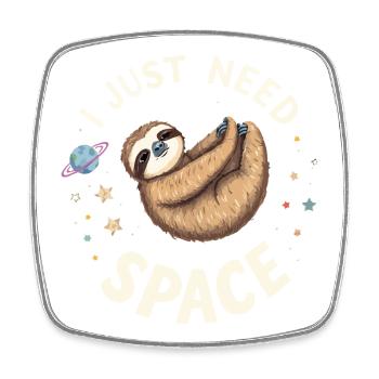 Sloth in Space Cartoon Design - Square fridge magnet - white - Front