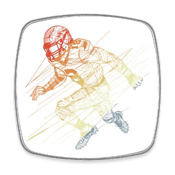 Croquis de joueur de football - Magnet carré - blanc - Devant