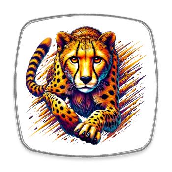 Guépard - Magnet carré - blanc - Devant