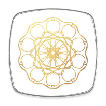 Gold Sonne Yoga Mandala Indien om Namaste Zentrum - Viereckiger Kühlschrankmagnet - Weiß - Vorne