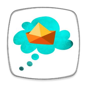 Paper Boat Cloud Travel Travel Fever Ship Vacation - Square fridge magnet - white - Front
