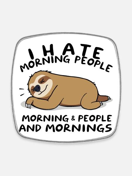 Charming Sloth Dreaming on Leaf - Square fridge magnet - white