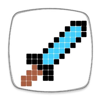 Rigged Poker - Pixel Art - RPG - Sword - Square fridge magnet - white - Front