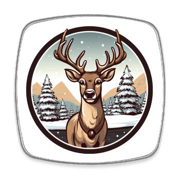 Cerfs en hiver - Magnet carré - blanc - Devant