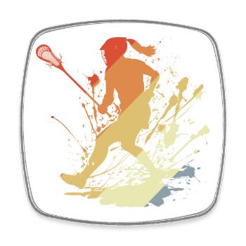 Vintage Lacrosse Girls - Square fridge magnet - white - Front