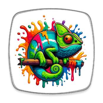 Caméléon - Magnet carré - blanc - Devant