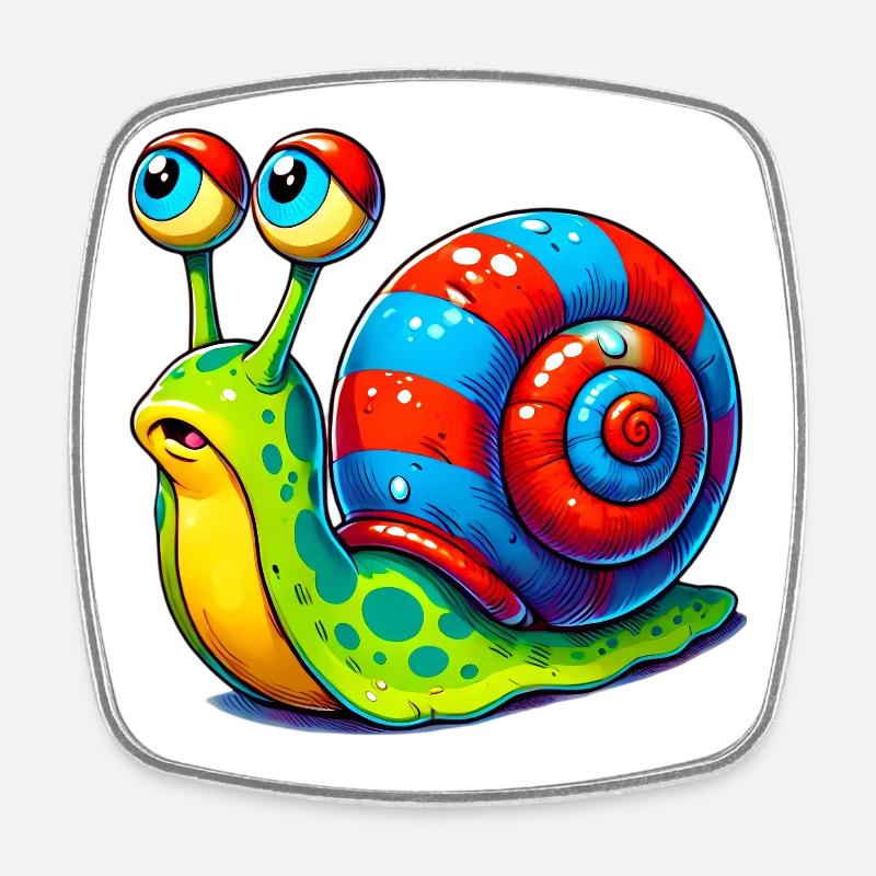 Escargot - Magnet carré - blanc