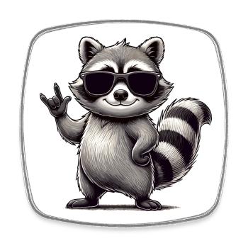 Raccoon with Rock Pose Raccoon Rock Music Musician - Square fridge magnet - white - Front