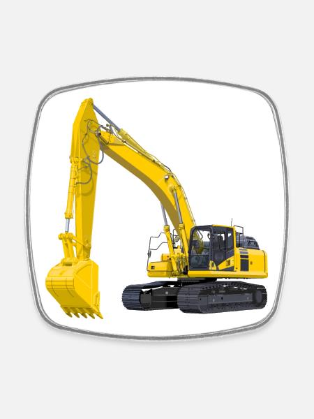 Bagger Bagger - Viereckiger Kühlschrankmagnet - Weiß