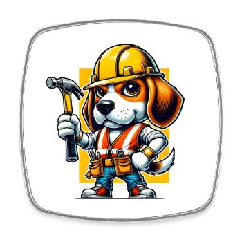 Ouvrier du bâtiment Beagle - Magnet carré - blanc - Devant
