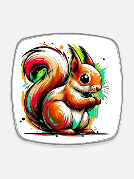 Squirrel - Square fridge magnet - white