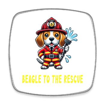 Beagle zur Rettung - Viereckiger Kühlschrankmagnet - Weiß - Vorne