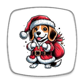 Beagle Santa Claus - Magnet carré - blanc - Devant