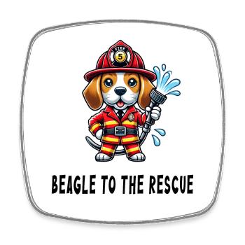 Beagle zur Rettung - Viereckiger Kühlschrankmagnet - Weiß - Vorne