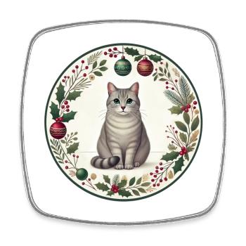 Christmas Motif with Cat Vasili - Square fridge magnet - white - Front