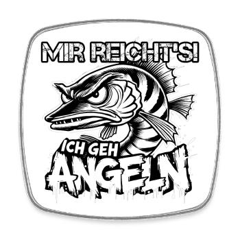 Mir reichts ich geh Angeln Hecht Grafik Geschenk - Viereckiger Kühlschrankmagnet - Weiß - Vorne