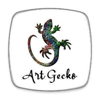 Colorful Gecko - Art Gecko - Square fridge magnet - white - Front