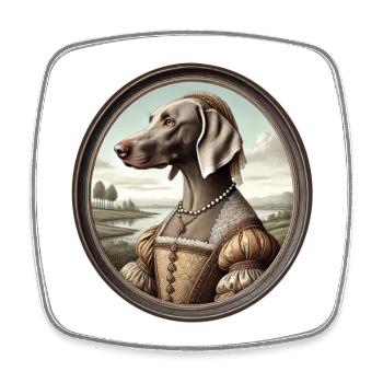 Portrait of Weimaraner dog Claire - Square fridge magnet - white - Front