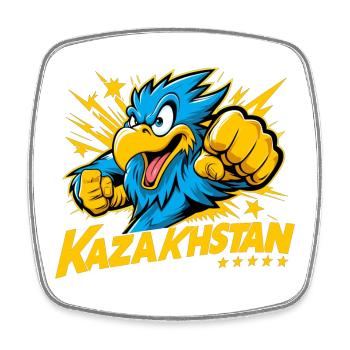 Kazakhstan aigle drapeau drapeau puissance Cool cadeau - Magnet carré - blanc - Devant