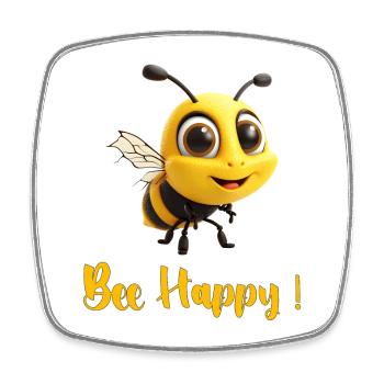bee happy 2b - Magnet carré - blanc - Devant