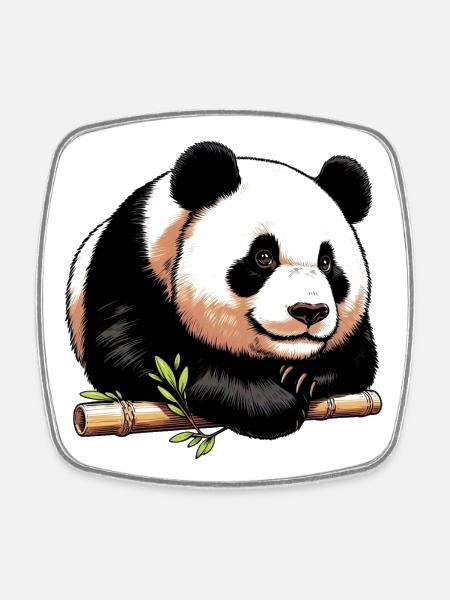 Panda - Viereckiger Kühlschrankmagnet - Weiß