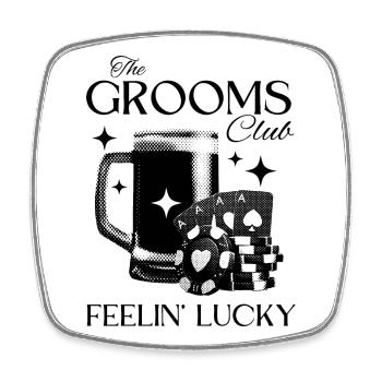 The Grooms Club - Bachelor Party Design - Square fridge magnet - white - Front