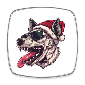 Hyène Noël drôle - Magnet carré - blanc - Devant