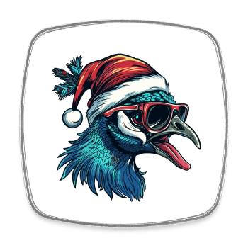 Peacock Bird Christmas Funny - Square fridge magnet - white - Front