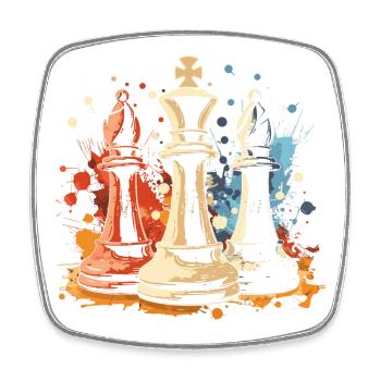 Chess Bishop and King Graffiti - Square fridge magnet - white - Front