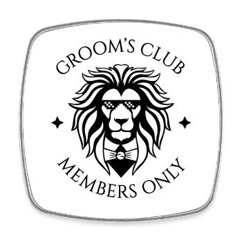 Groom's Club - Members Only - Square fridge magnet - white - Front