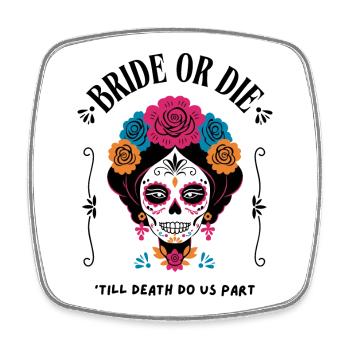 Bride or Die – Sugar Skull Design - Viereckiger Kühlschrankmagnet - Weiß - Vorne