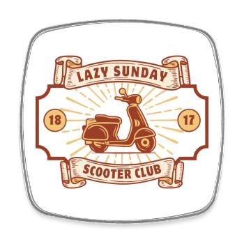 Vintage Scooter Club Design - Viereckiger Kühlschrankmagnet - Weiß - Vorne