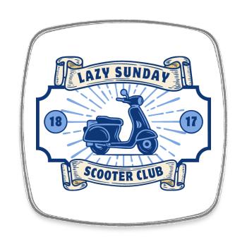 Lazy Sunday Scooter Club - Viereckiger Kühlschrankmagnet - Weiß - Vorne