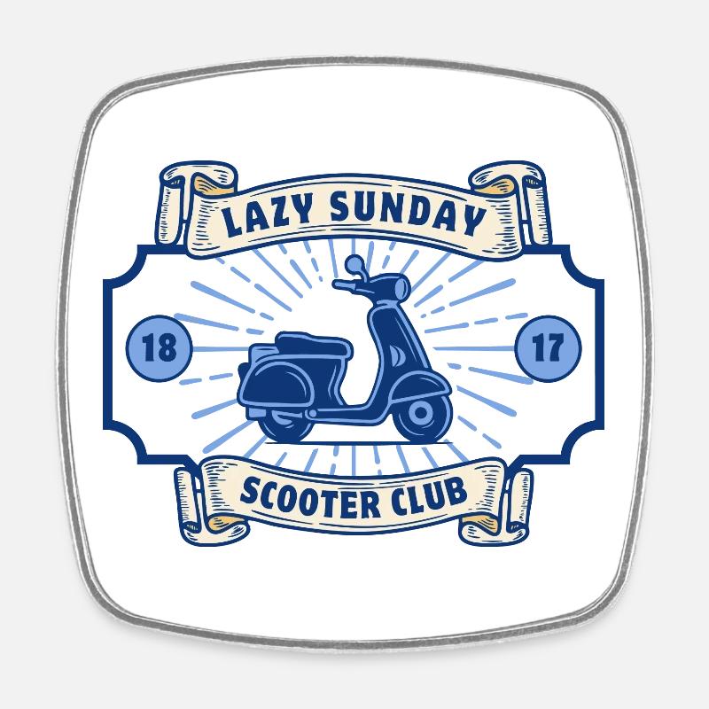 Lazy Sunday Scooter Club - Square fridge magnet - white
