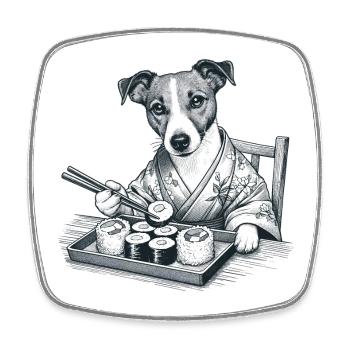 Sushi Jack Russell Terrier Maki Kimono Gift - Square fridge magnet - white - Front