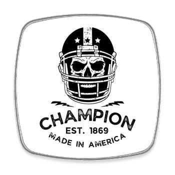 Conception de ballon de football de crâne de champion - Magnet carré - blanc - Devant