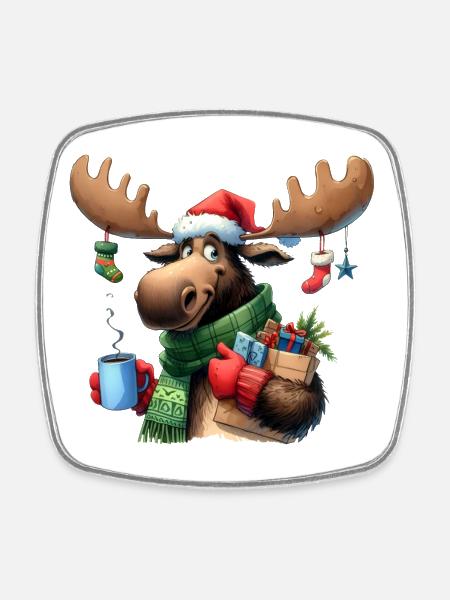 Reindeer Winter Joy - Square fridge magnet - white